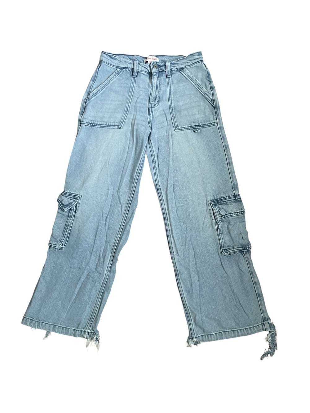 Lucky Brand Washed Light-Blue Distressed Wide Leg Cargo Jeans Size 4